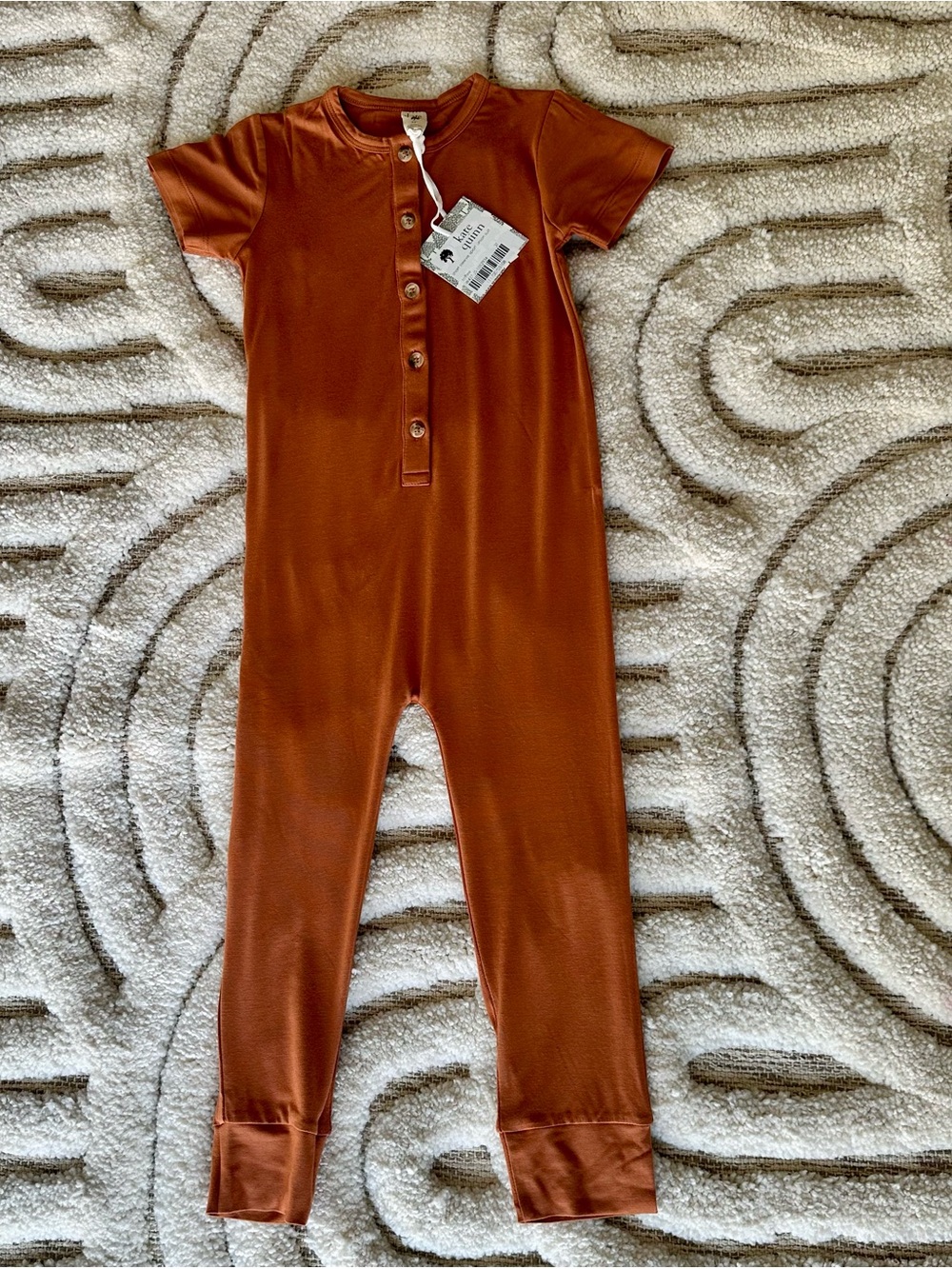 Kate Quinn Toffee Brown Short Sleeve Union Suit | Size 3T